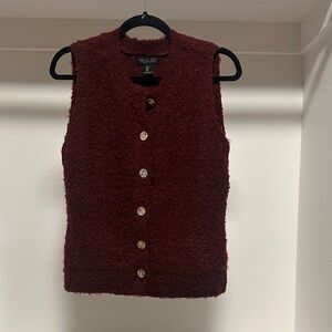 Rachel Zoe Burgundy Button-Up Vest